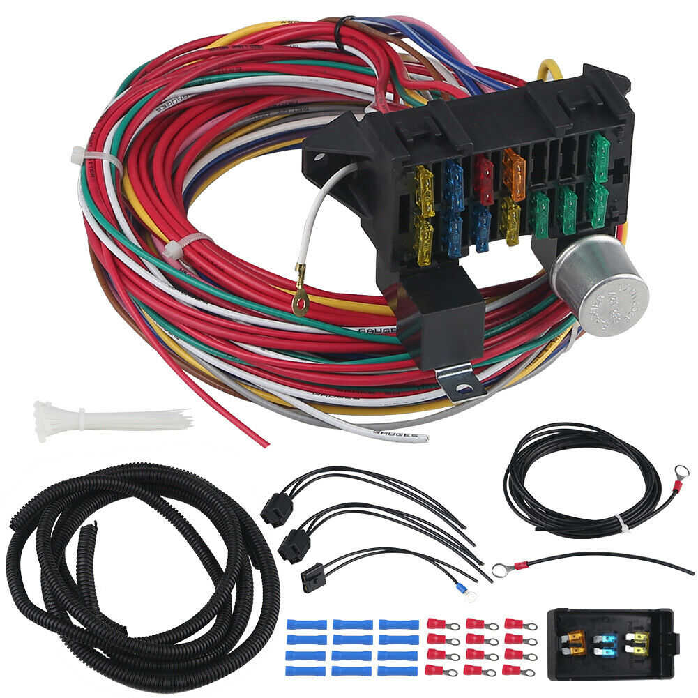 12 Circuit Universal Wiring Harness Hot Rod Street Rod X Wire